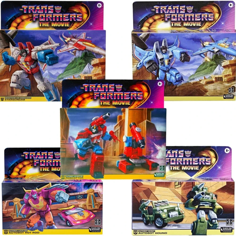 Transformers Retro G1 Movie Figures (Starscream, Hot Rod, Perceptor, Skywarp, Kickback, Shrapnel Toys)