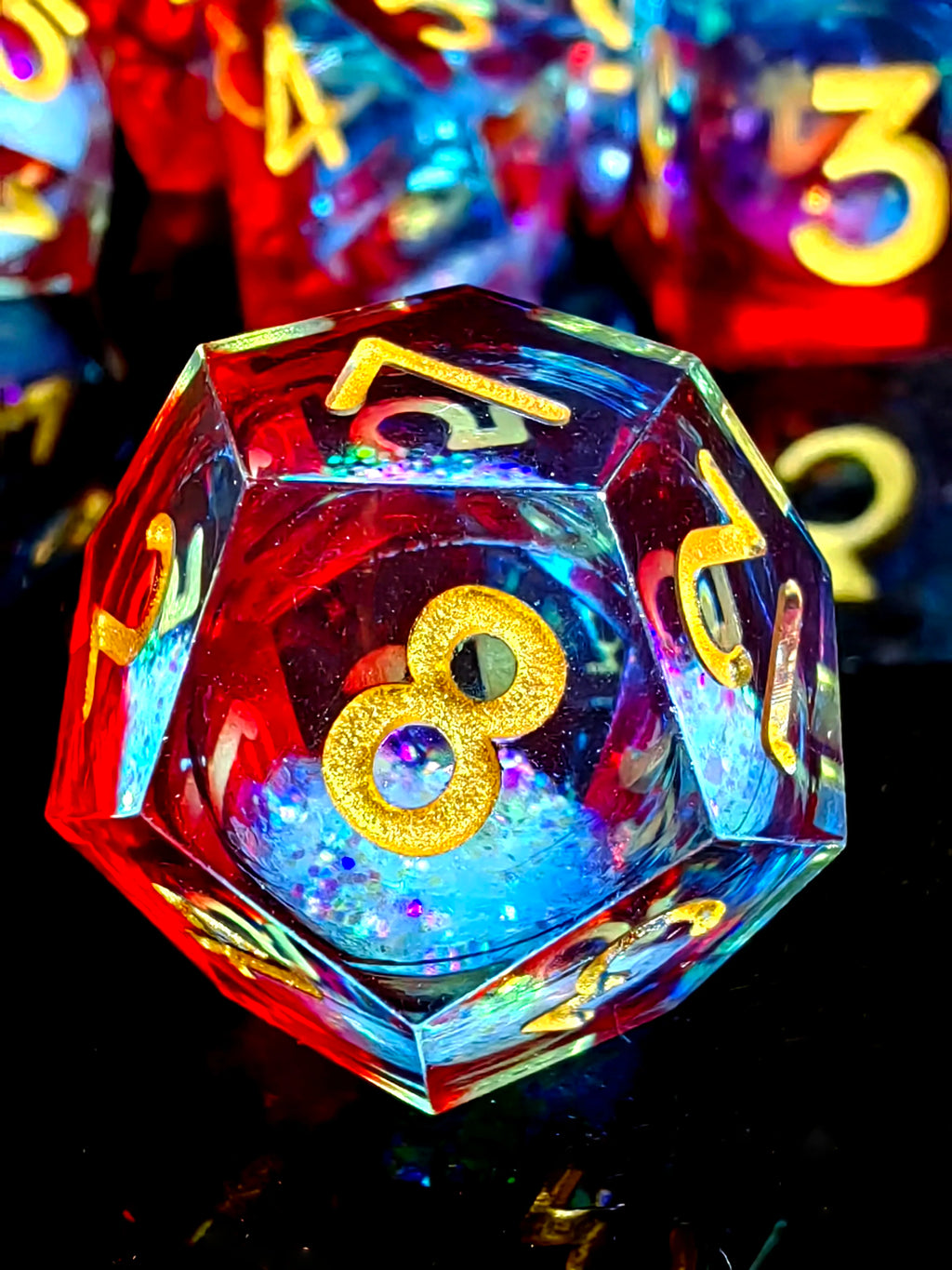 Dungeons & Dragons Dice Set - 7-Piece Sharp Edge Resin Dice with Flowing Sand