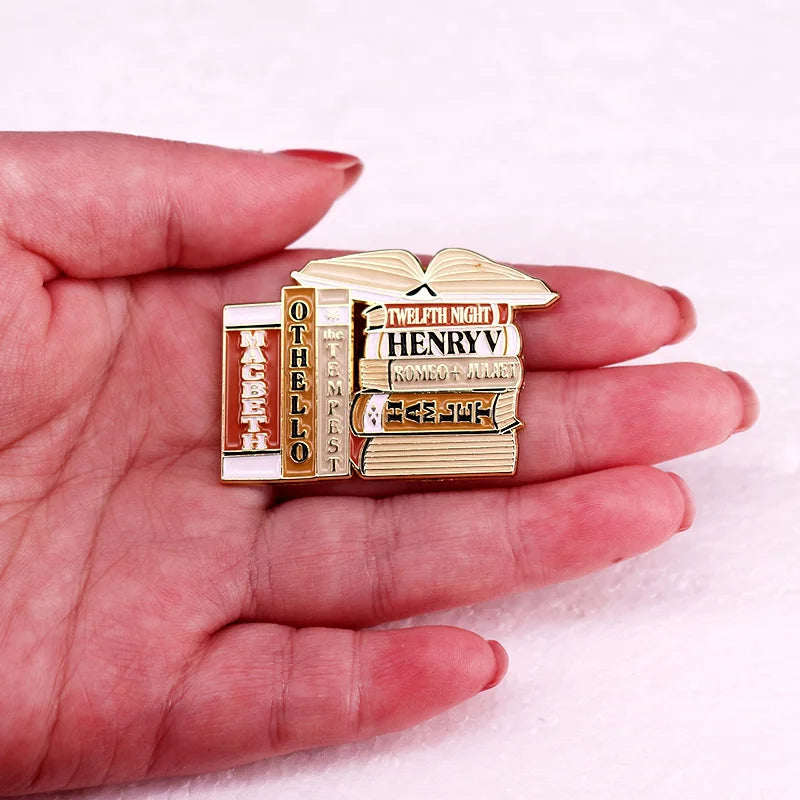 Shakespeare Stack Enamel Pin — Macbeth, Othello, The Tempest & More