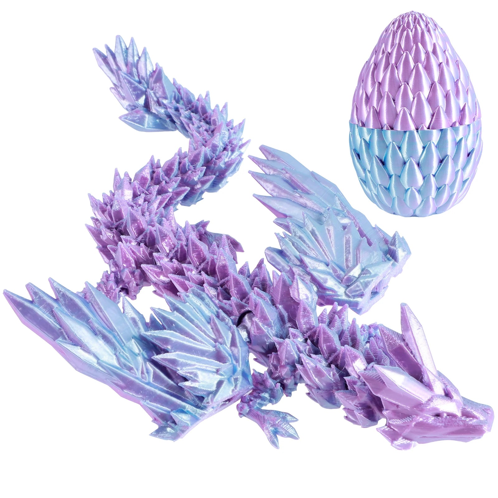 3D Printed Articulated Dragon with Egg — Colorful Collectible Figure