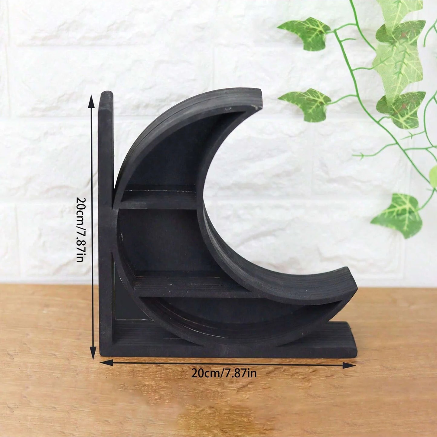 Crystal Shelf Bookends — Sun, Moon & Seed of Life Designs | Wooden Decorative Bookends with Mini Display Shelves for Crystals & Collectibles