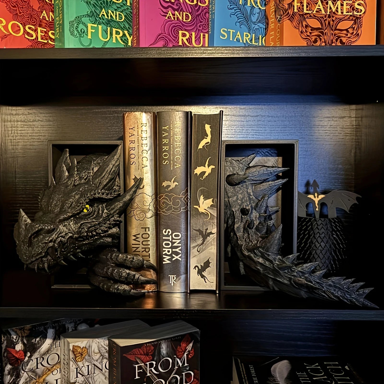 Dragon Head & Tail Bookend Set — Vintage Resin Pair