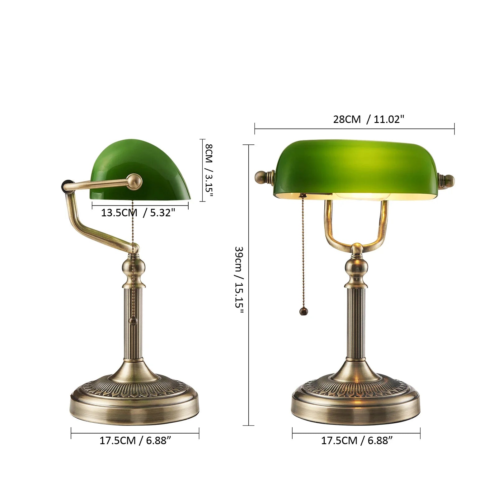 Classic Banker’s Desk Lamp — Retro Glass Library Light
