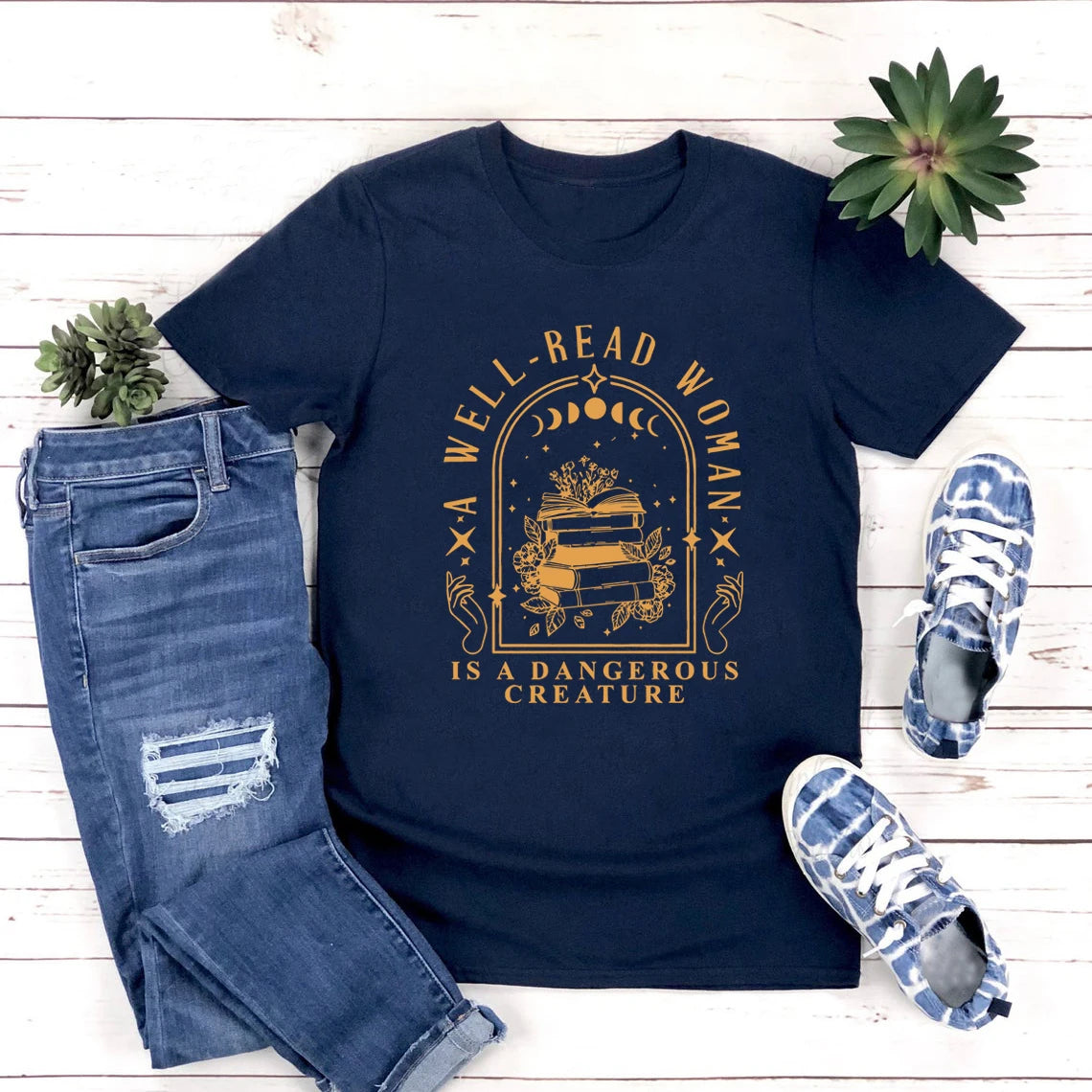 A Well-Read Woman Is a Dangerous Creature — Book Lover Graphic T-Shirt
