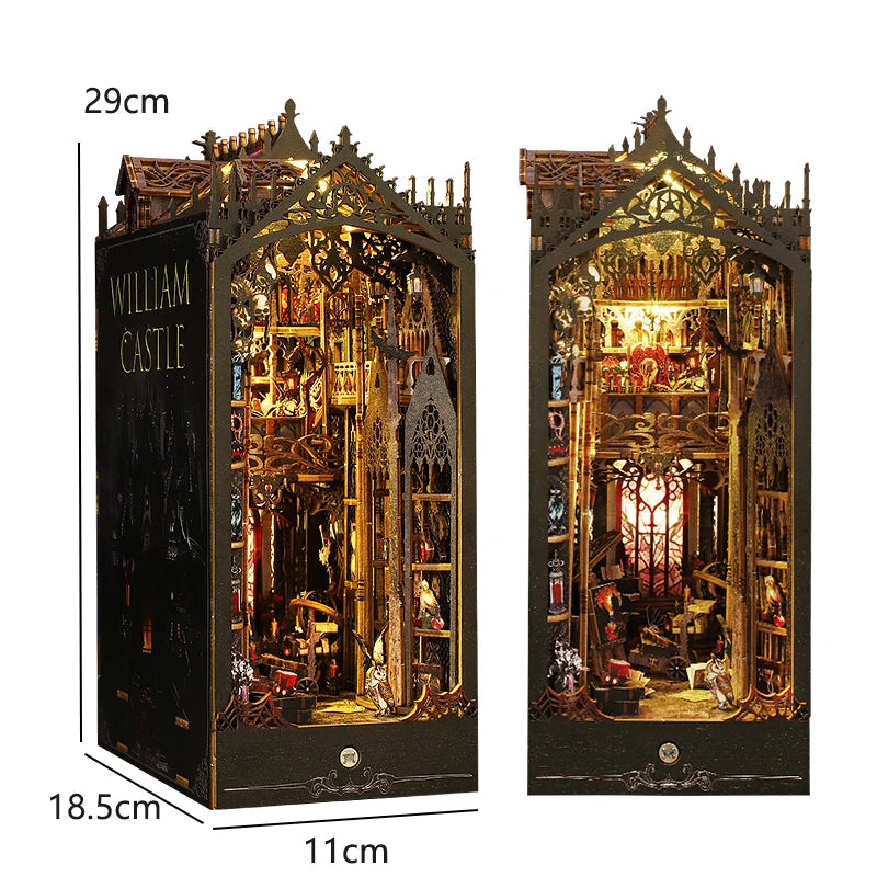 DIY Book Nook Kit — 3D Wooden Miniature Puzzle Bookend Scene (Various Designs)