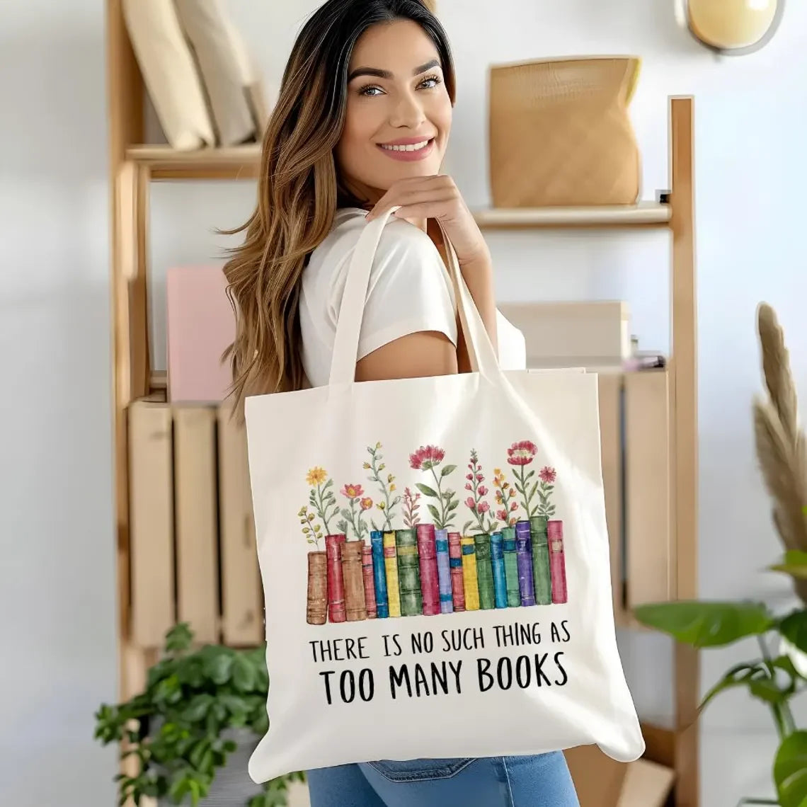 Book Lover Canvas Tote Bag — Floral & Literary Designs (4 Styles)