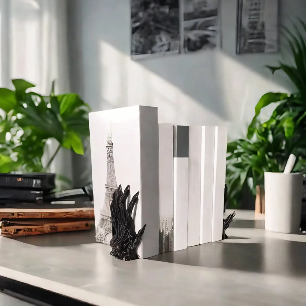 Black Witch Hand Bookends — Gothic Decorative Pair