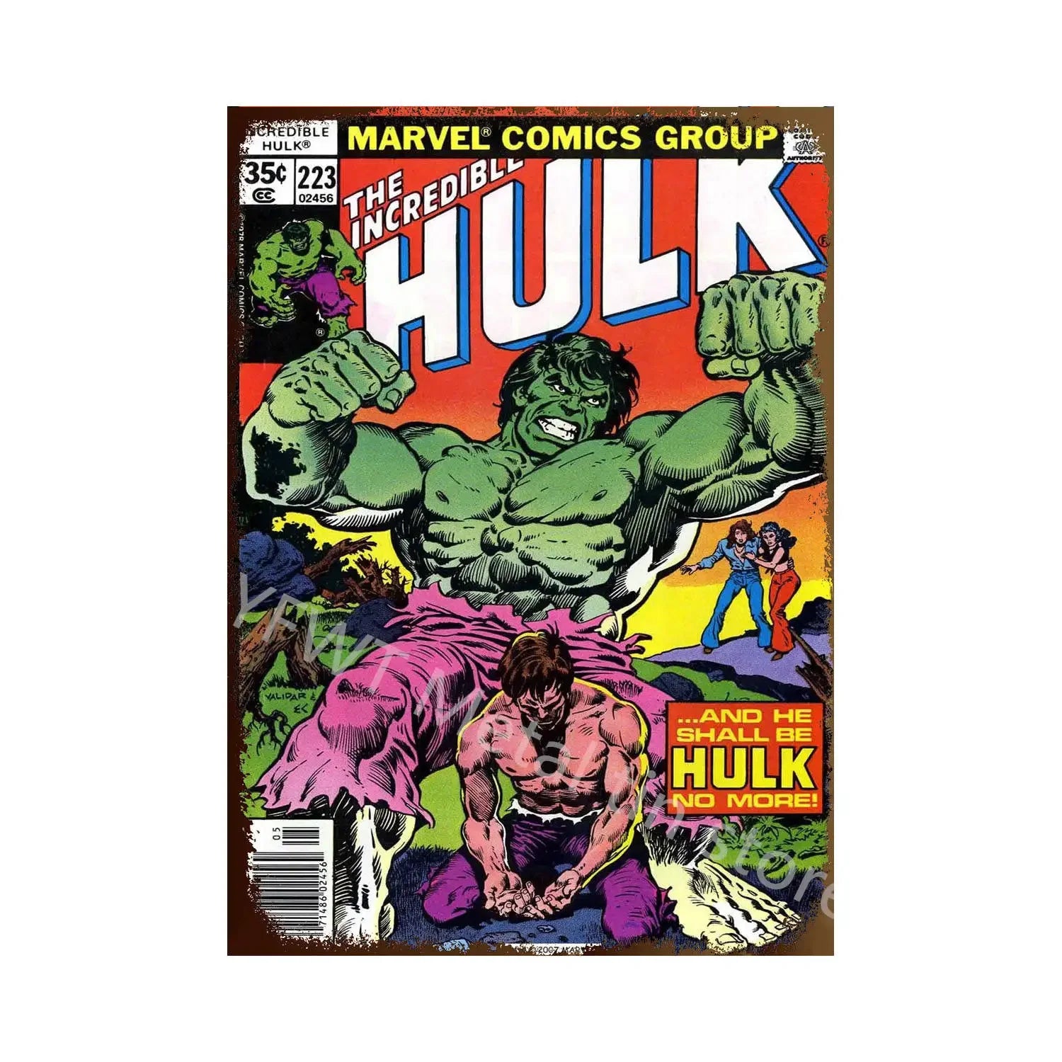 Vintage Comic-Style Metal Sign — Hulk/Captain America/Thor/Luke Cage/Iron Man