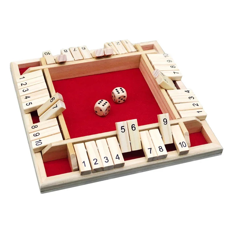 Shut the Box — Classic Wooden 4-Player Dice Game