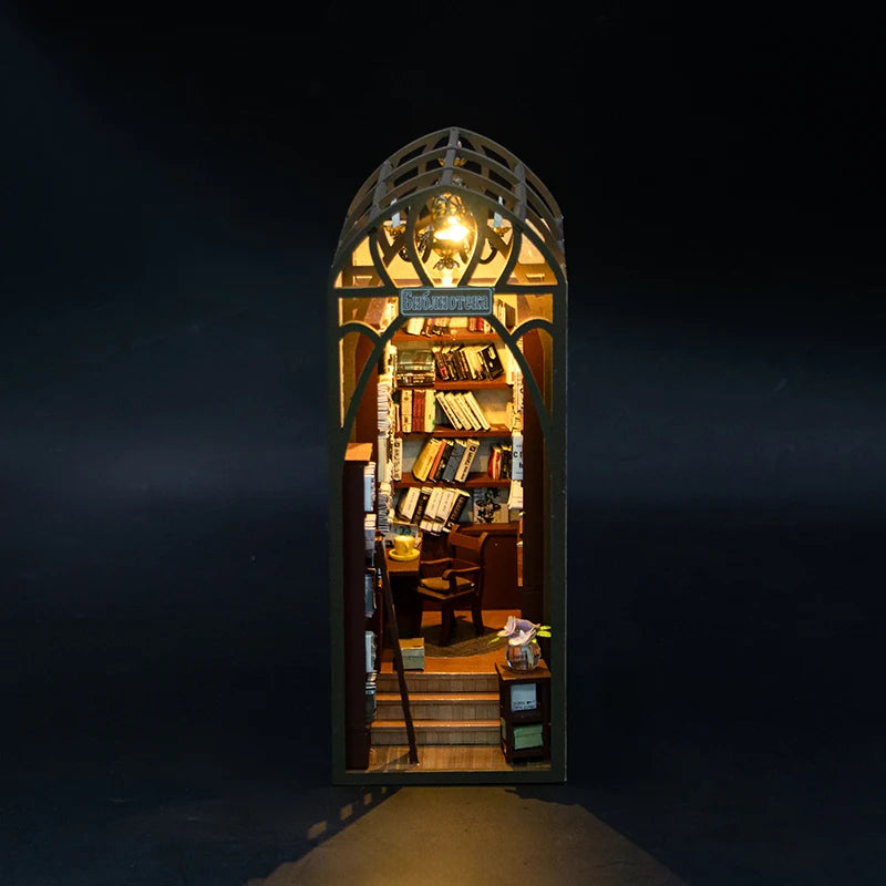 DIY Book Nook Kit — 3D Wooden Miniature Puzzle Bookend Scene (Various Designs)