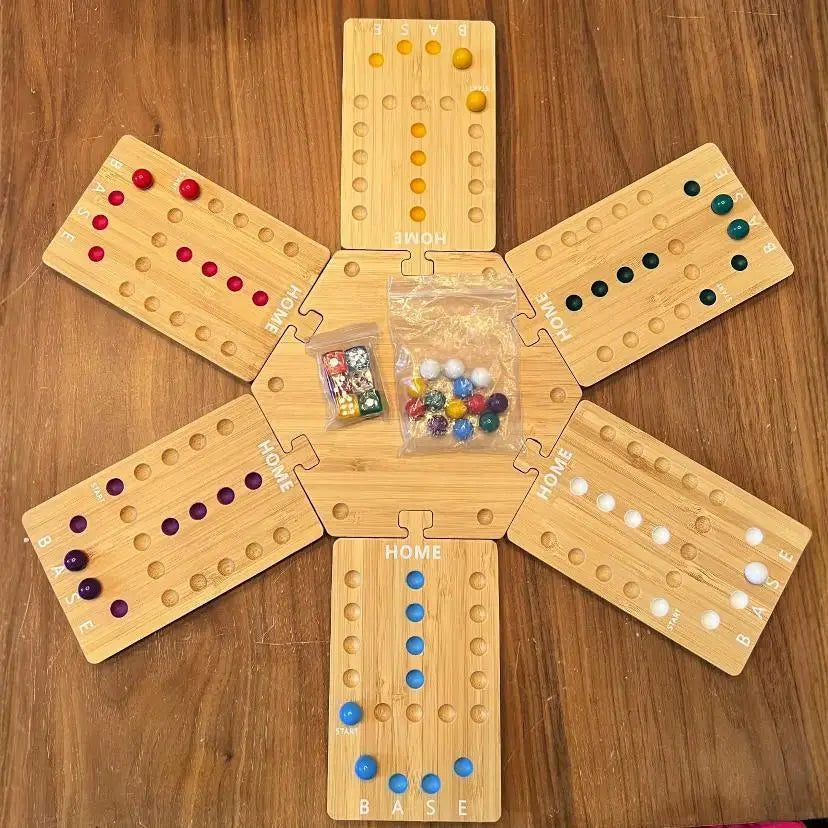 Marble Dash — Wooden Strategy & Racing Board Game (2–6 Players)