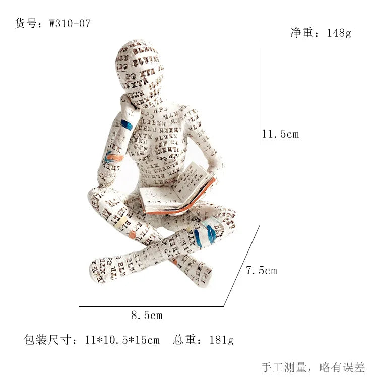 “Paper Muse” Reading Woman Figurines — Bookish Shelf Décor (Resin)