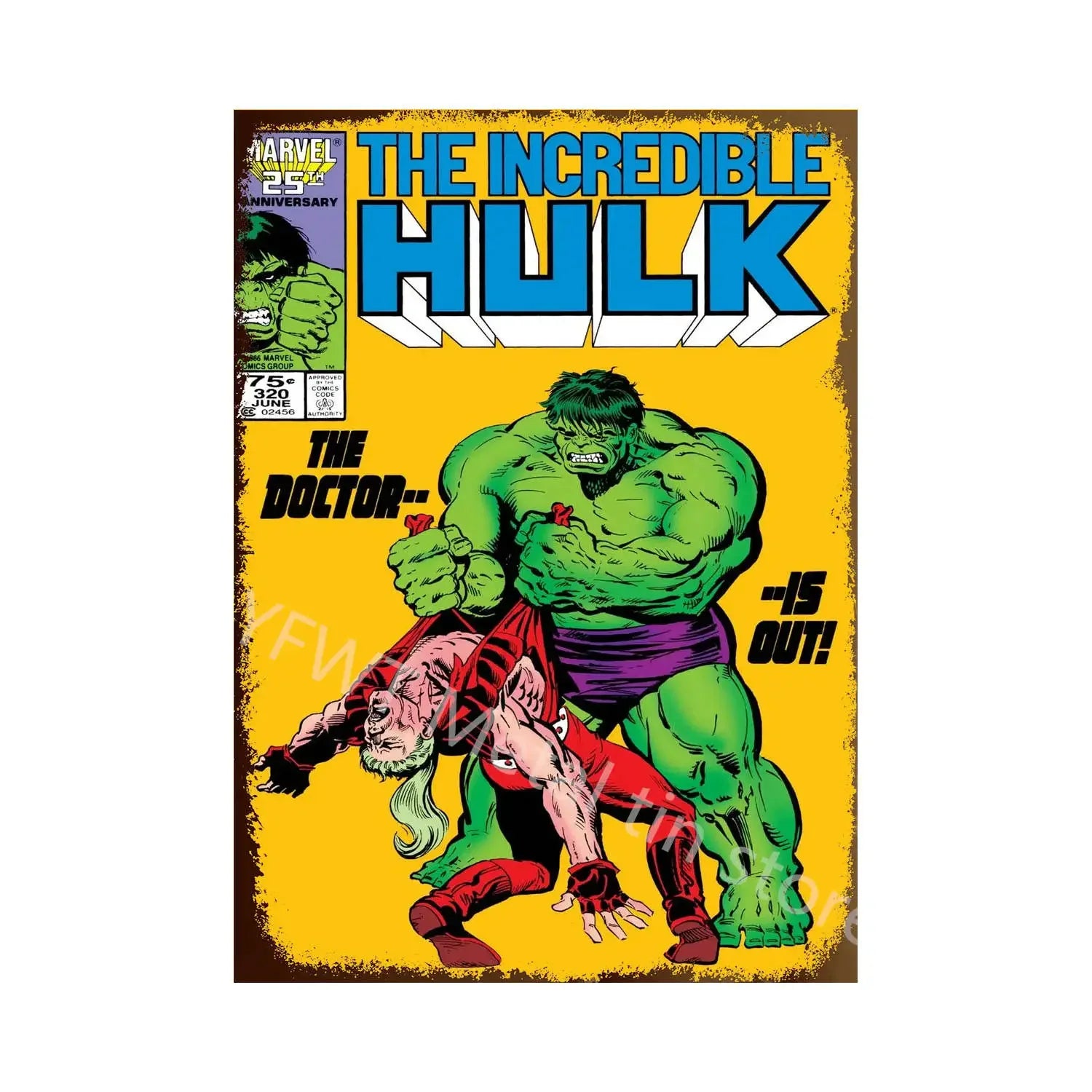 Vintage Comic-Style Metal Sign — Hulk/Captain America/Thor/Luke Cage/Iron Man