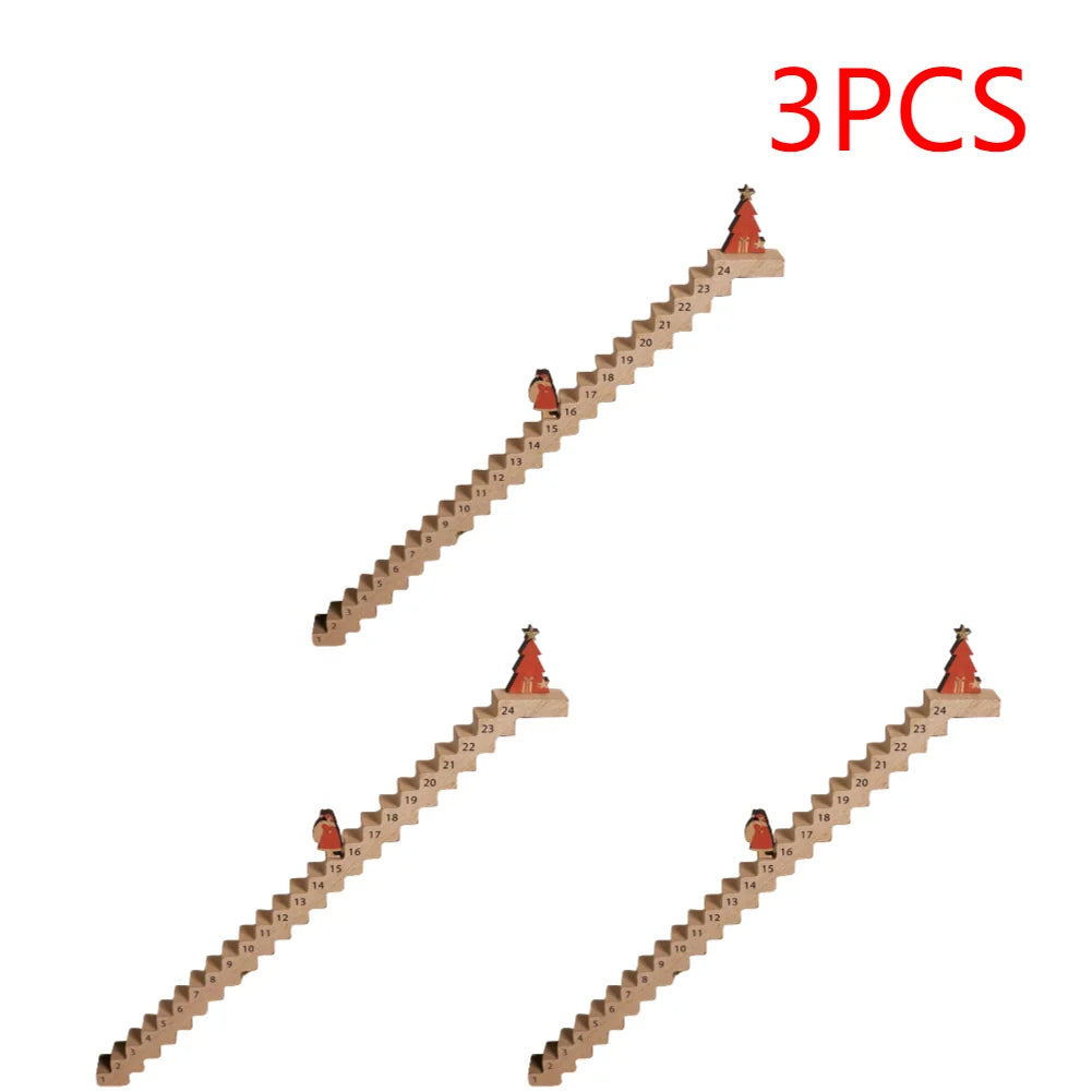 Wooden Santa Climbing Stairs Advent Calendar, Christmas Countdown Decoration | Festive Tabletop Ornament & Holiday Gift