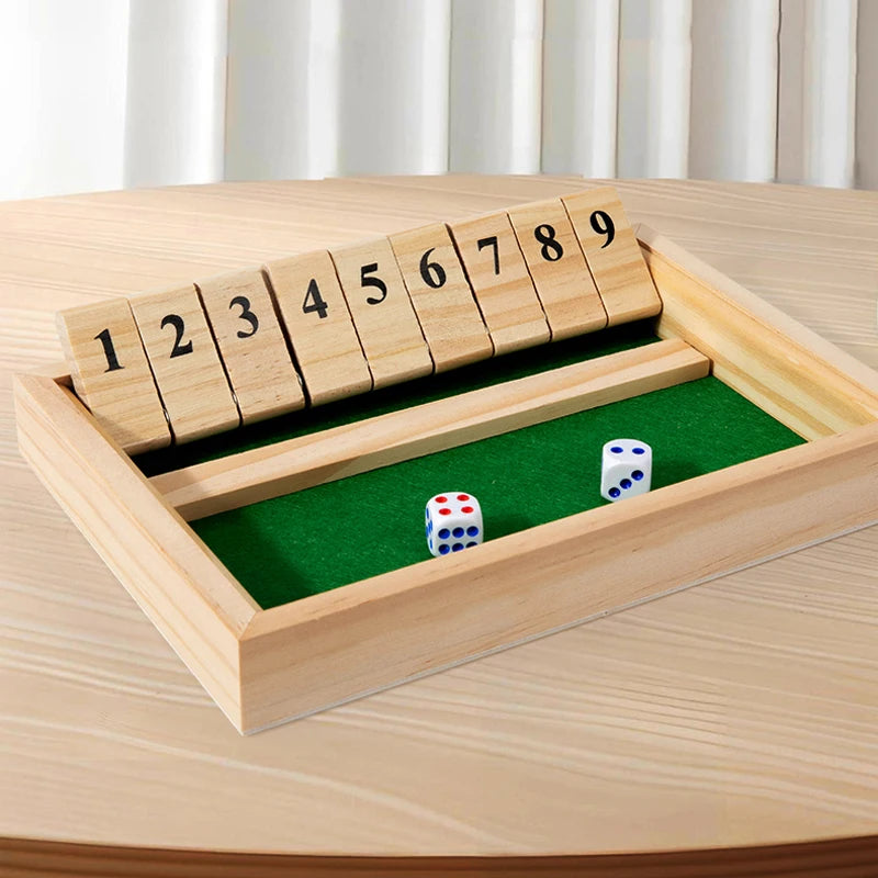 Shut the Box — Classic Wooden Dice Game (9 or 12 Numbers)