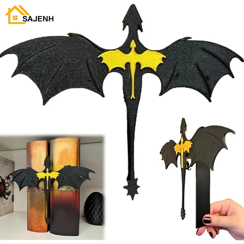 Fourth Wing Double Dragon Book Insert — Black & Gold Bookshelf Decoration