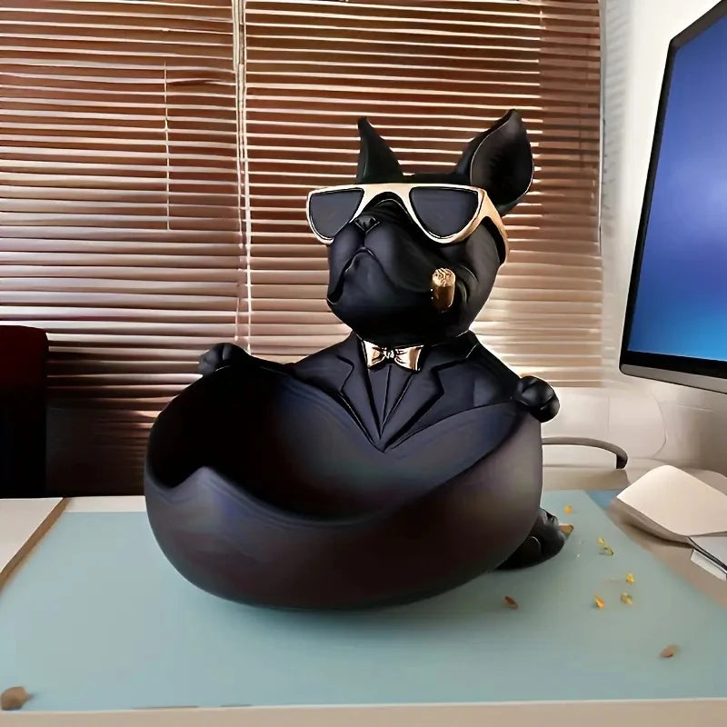 The Boss Bulldog — Cool Dog Statue with Storage Bowl
