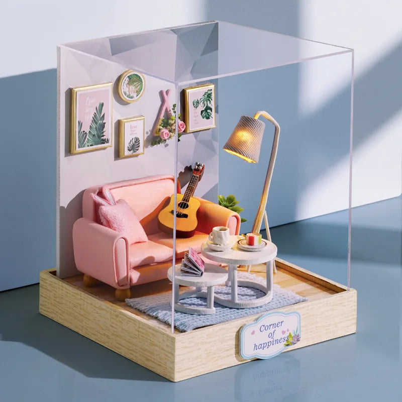 Mini DIY Wooden Dollhouse Room Kit