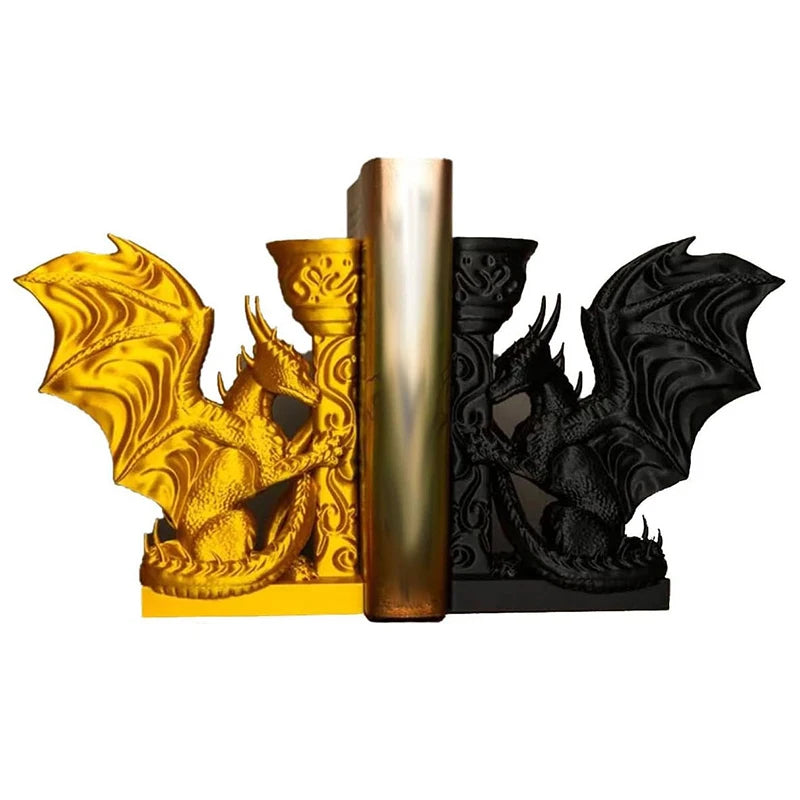 Dragon Wing Bookends — In Gold or Black Fantasy