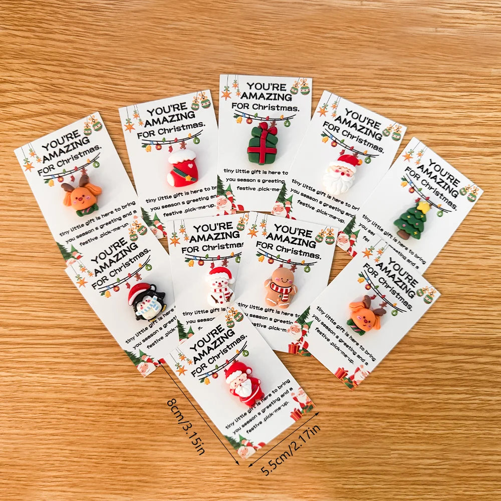 Mini Christmas Hug Cards — Santa, Snowman & Reindeer Resin Ornaments