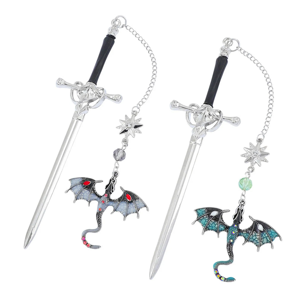 Dragon Sword Metal Bookmark — Exquisite Gemstone Accents