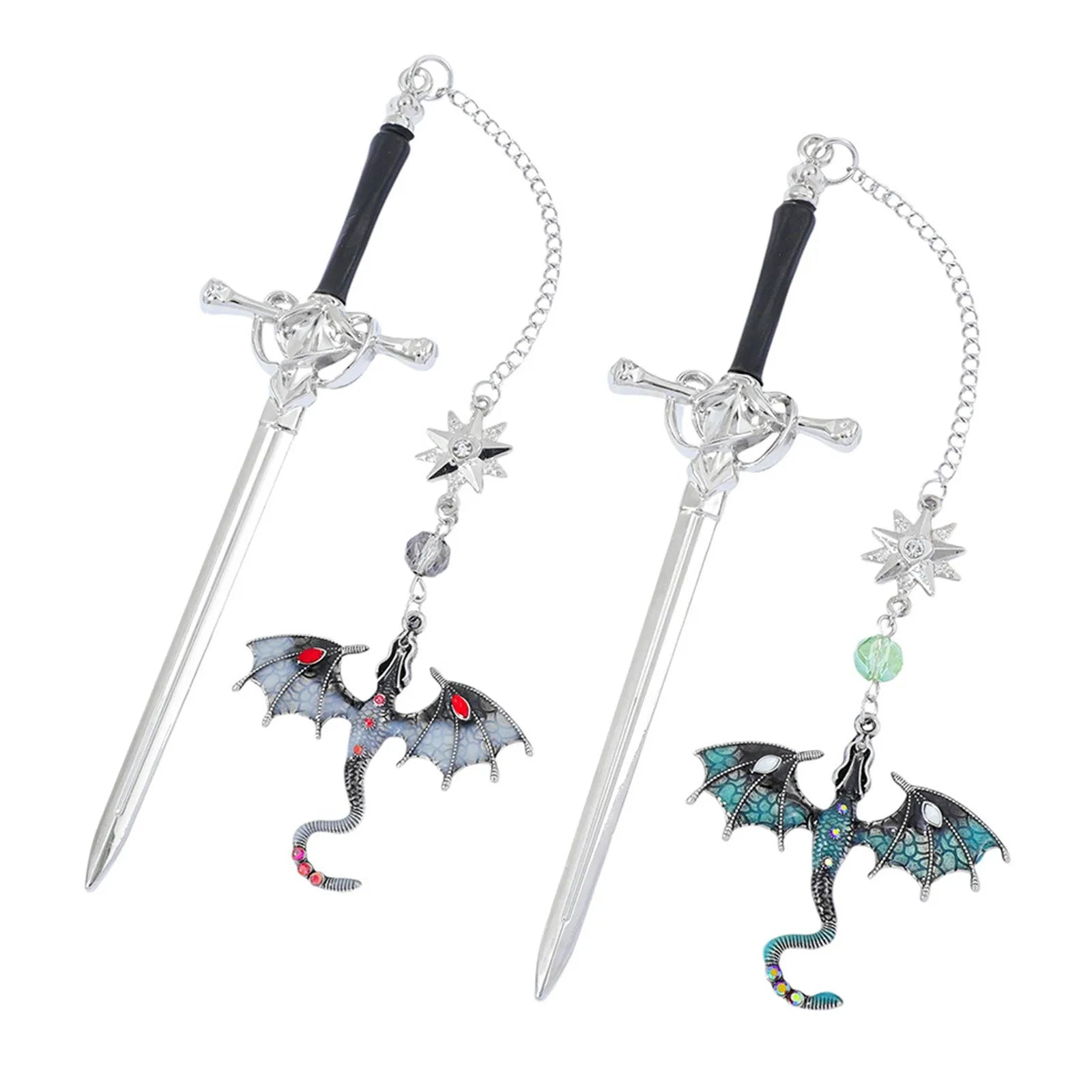 Dragon Sword Metal Bookmark — Exquisite Gemstone Accents