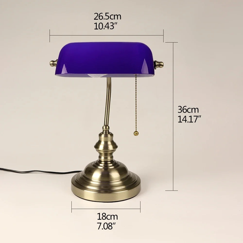 Classic Banker’s Desk Lamp — Retro Glass Library Light