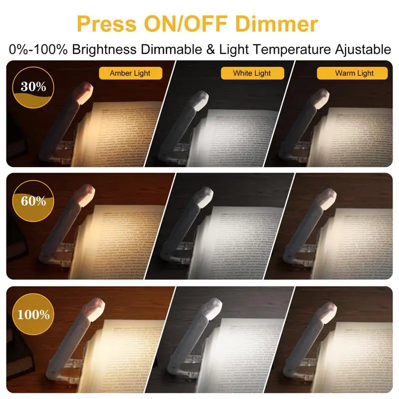 LED USB Rechargeable Book Light — Adjustable Brightness & Color Temperature