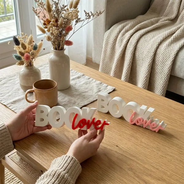 Book Lover 3D Letter Sign — Cute Bookshelf & Reading Nook Ornament