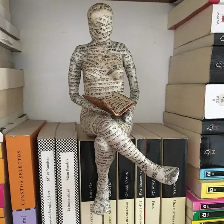 “Paper Muse” Reading Woman Figurines — Bookish Shelf Décor (Resin)