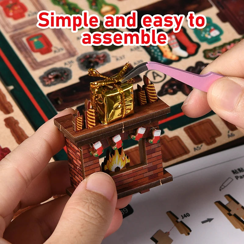 DIY Wooden Christmas Shop Book Nook Kit — Festive Miniature 3D Bookshelf Diorama | Handmade Craft & Bookend Decoration