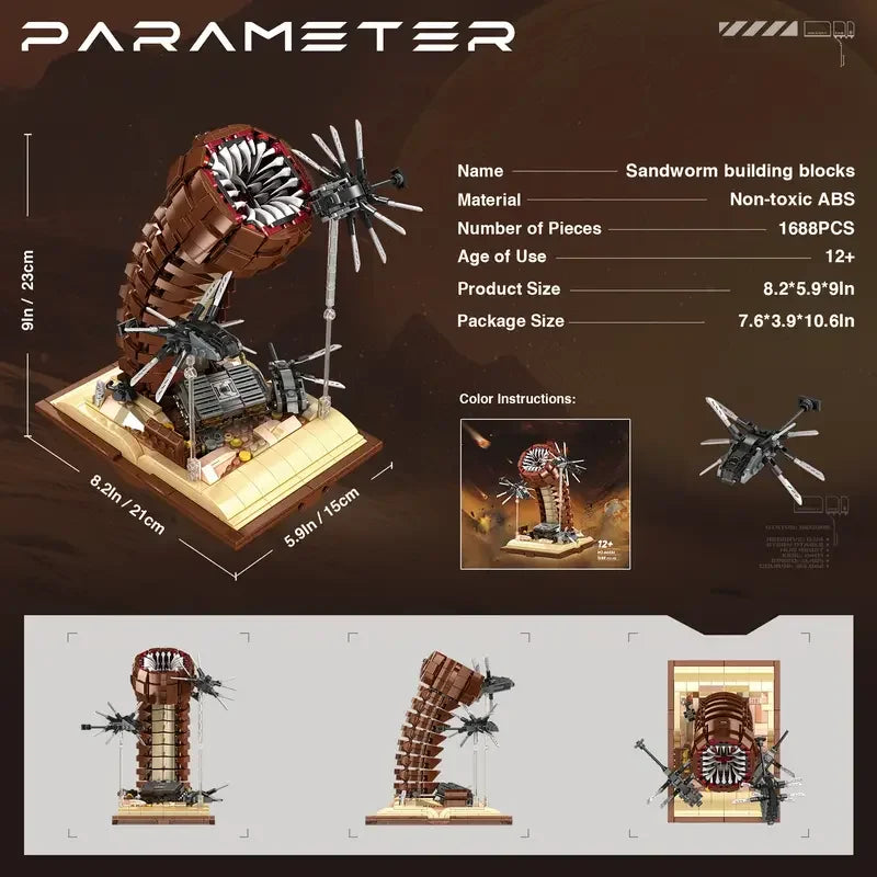 Dune Sandworm Scene Building Blocks — 1,688-Piece Sci-Fi Model