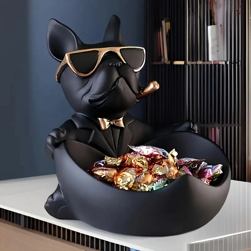 The Boss Bulldog — Cool Dog Statue with Storage Bowl