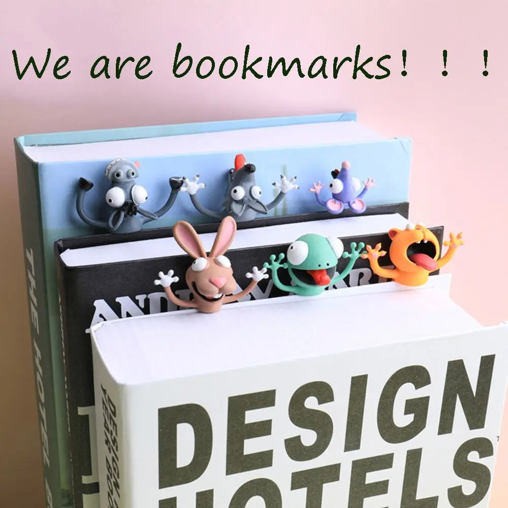 Squished Critter 3D Bookmarks — Cute Cartoon Animal Page-Savers