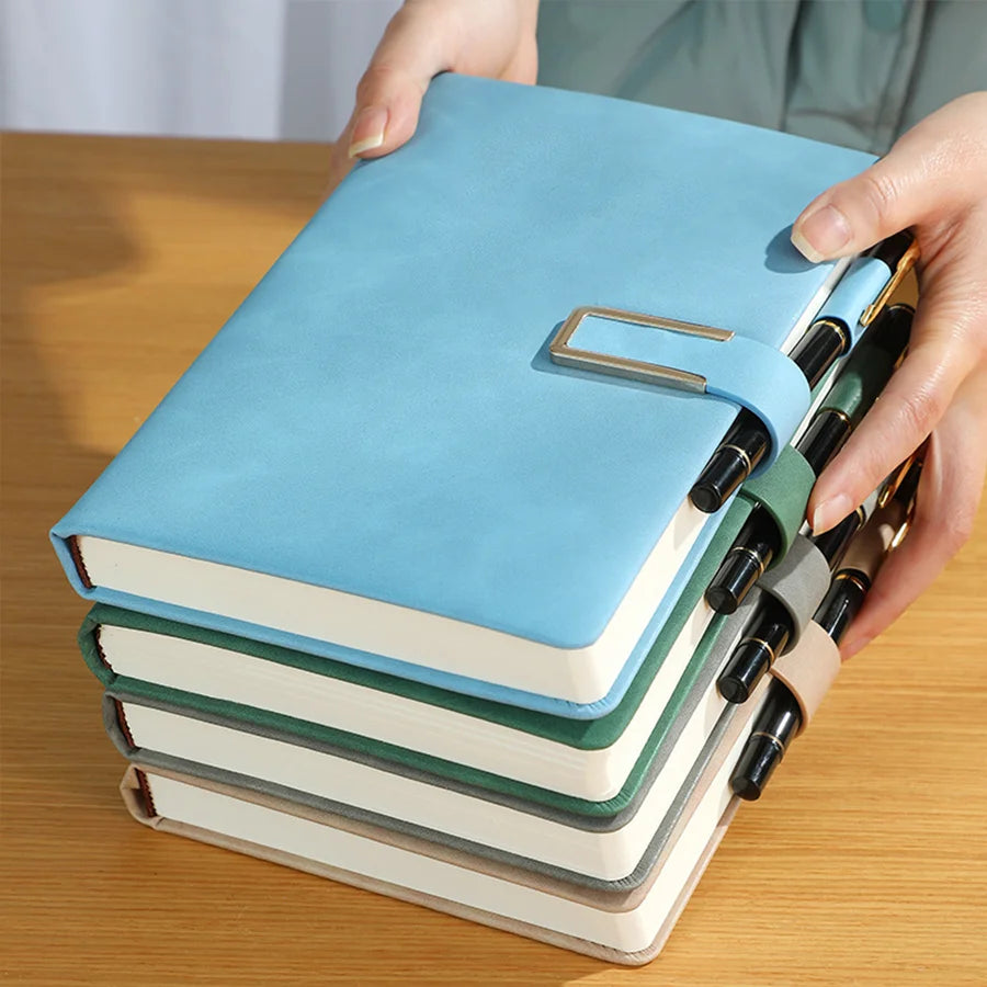 Vintage A5 Leather Notebook — With U-Buckle Closure