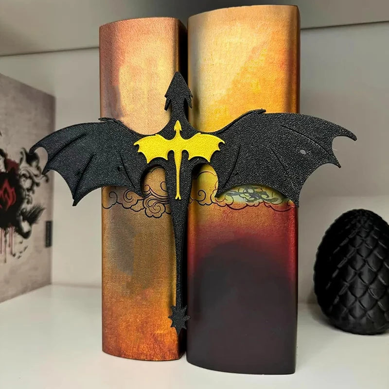 Fourth Wing Double Dragon Book Insert — Black & Gold Bookshelf Decoration