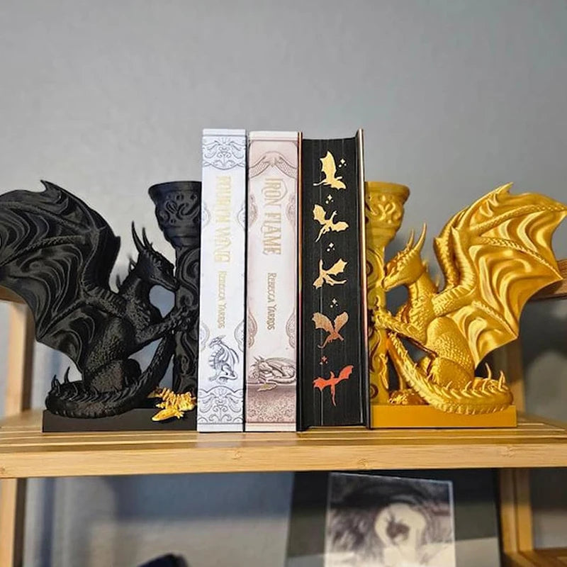 Dragon Wing Bookends — In Gold or Black Fantasy