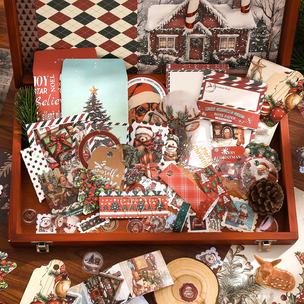 Christmas “Warm Delivery” Scrapbooking Set (157 Pieces) — Festive DIY Collage Kit for Journals, Cards & Handmade Gifts