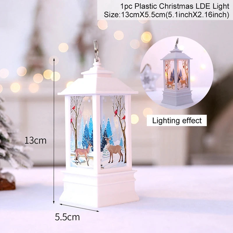 Christmas Lantern Lights – Festive Tabletop Lamps with Christmas Scenes (Red, White, or Antique)