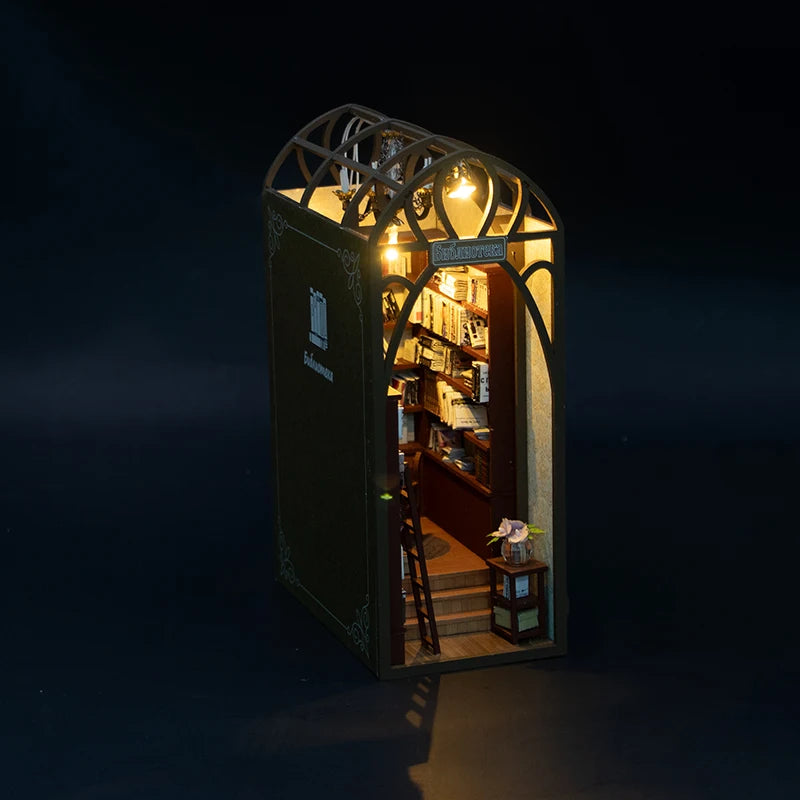 DIY Book Nook Kit — 3D Wooden Miniature Puzzle Bookend Scene for Creative Readers & Home Décor (Various Designs)