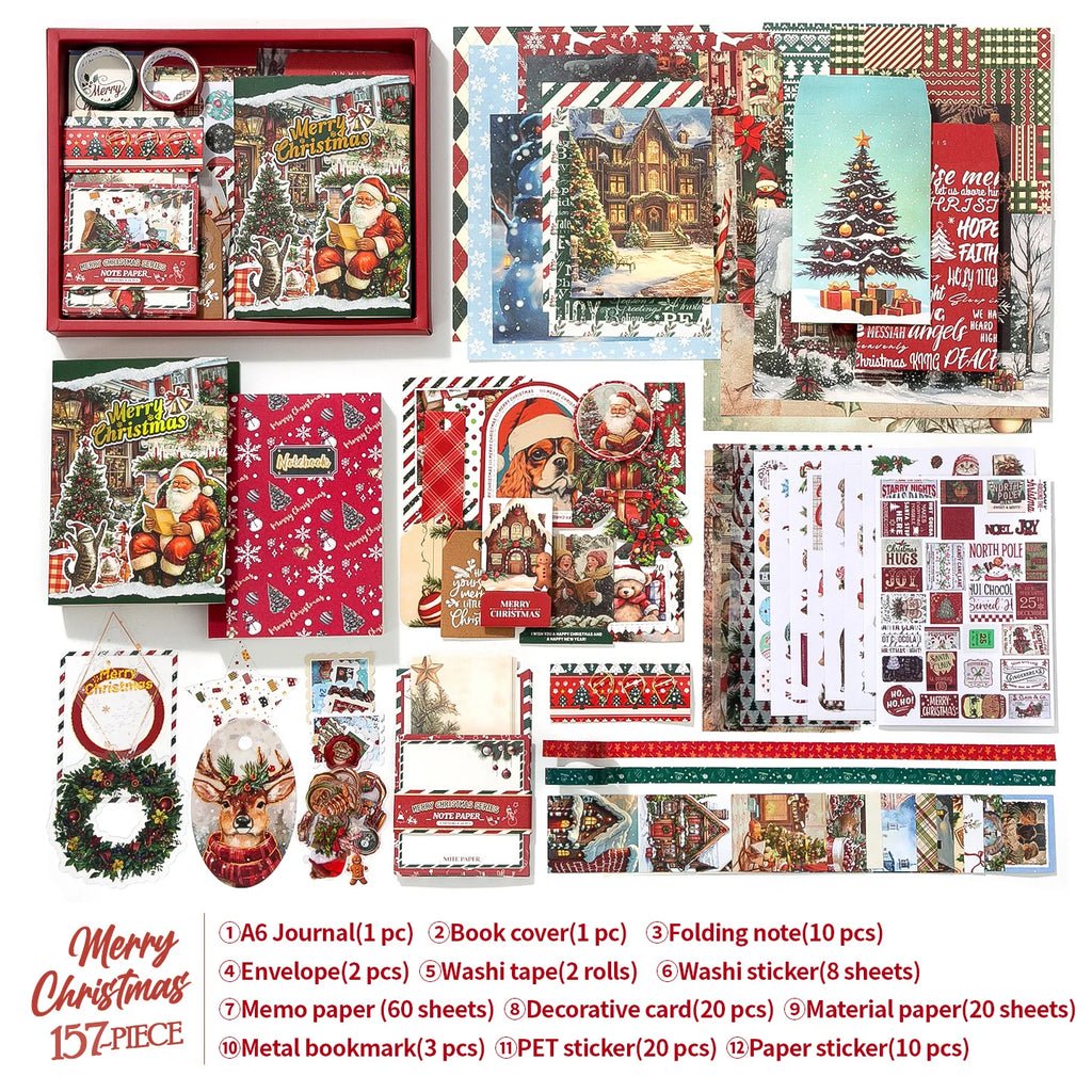 Christmas “Warm Delivery” Scrapbooking Set (157 Pieces) — Festive DIY Collage Kit for Journals, Cards & Handmade Gifts