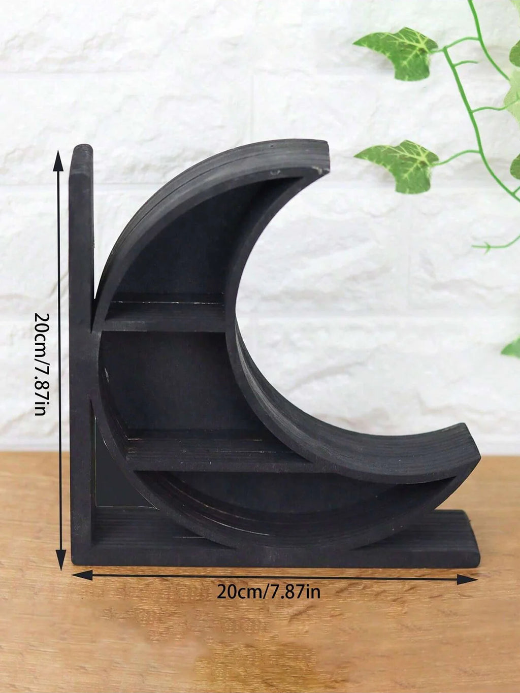 Crystal Shelf Bookends — Sun, Moon & Seed of Life Designs | Wooden Decorative Bookends with Mini Display Shelves for Crystals & Collectibles