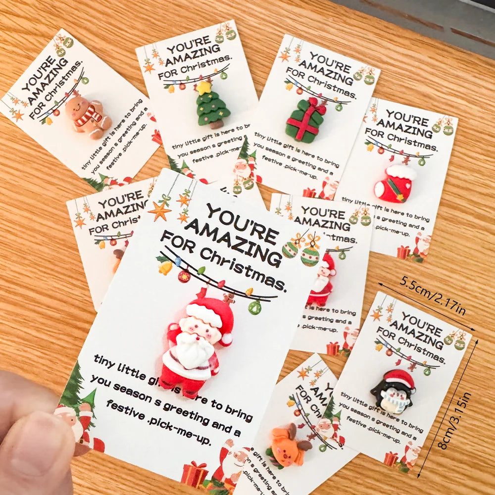 Mini Christmas Hug Cards — Santa, Snowman & Reindeer Resin Ornaments | Cute Holiday Tokens & Alternative Christmas Cards (10 or 40 pcs)