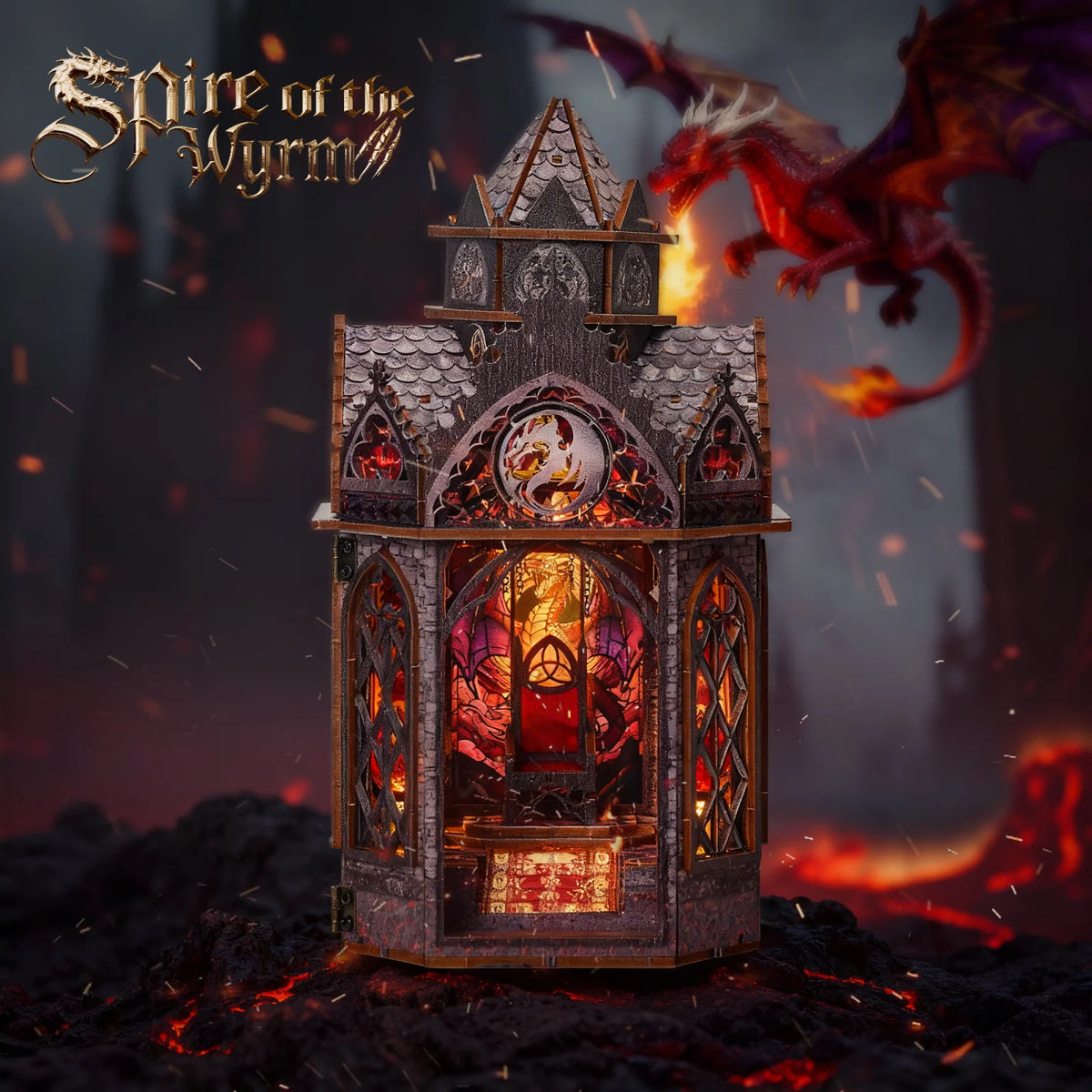 Dragon's Habitat Tower — DIY Wooden Fantasy Miniature Building Kit