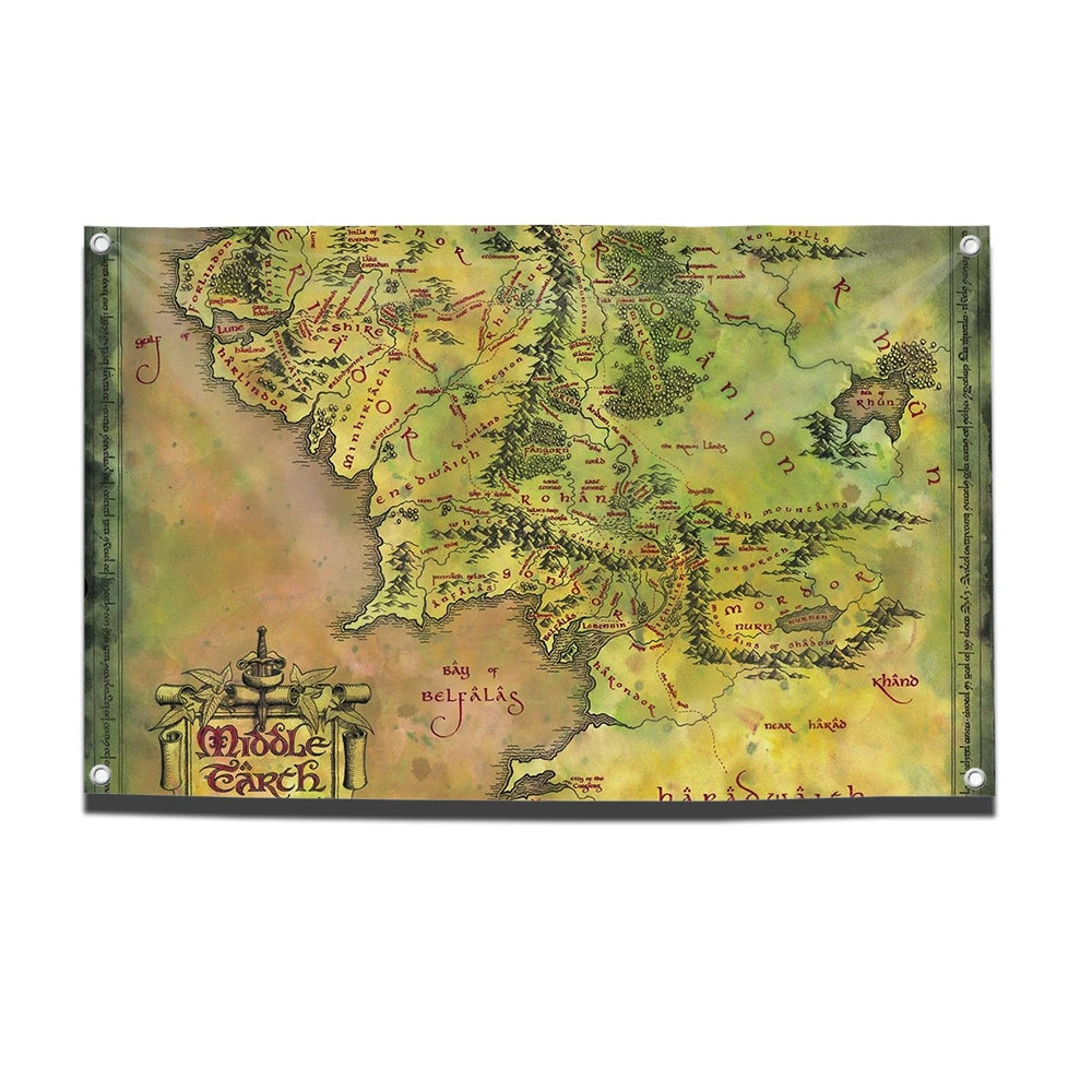 Map of Middle-earth Flag - The Lord of the Rings Wall or Garden Banner | Outdoor & Room Décor for Fantasy Fans