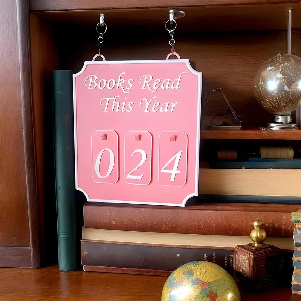 “Books Read This Year” Hanging Shelf Sign — Reading Tracker Decoration