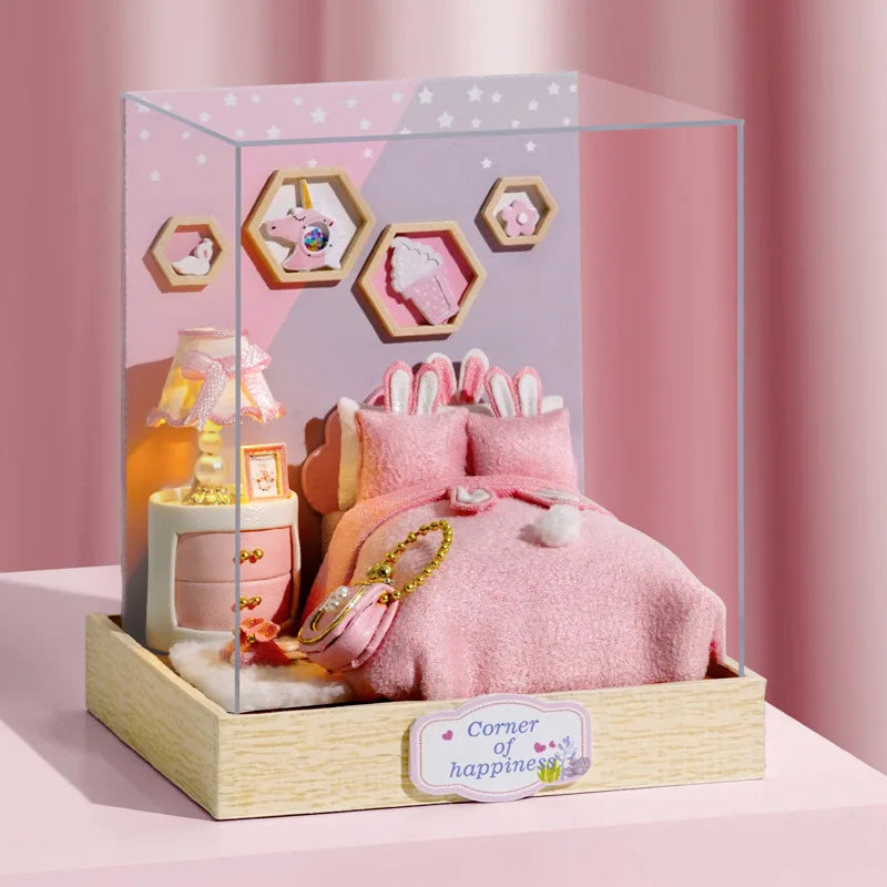 Mini DIY Wooden Dollhouse Room Kit