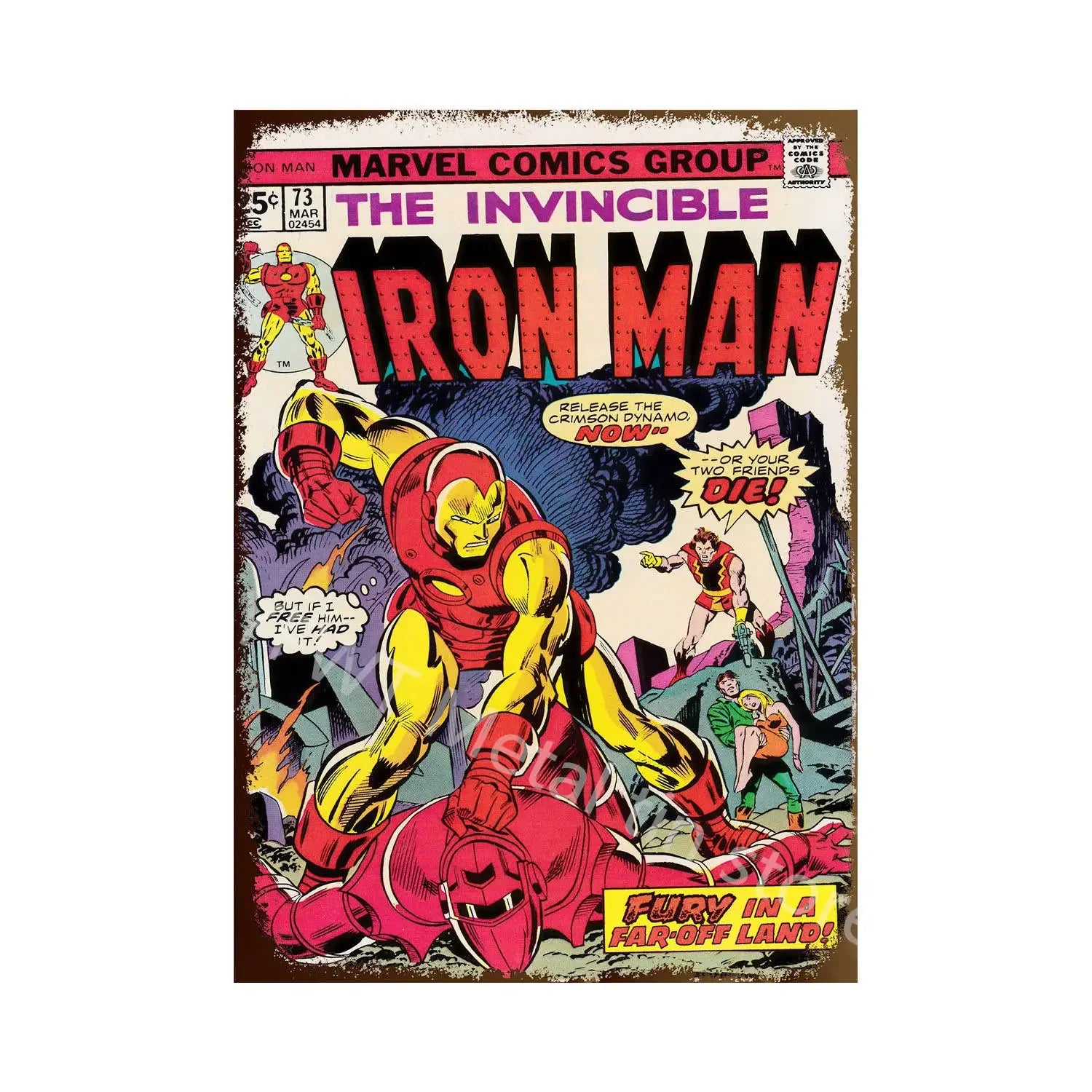 Vintage Comic-Style Metal Sign — Hulk/Captain America/Thor/Luke Cage/Iron Man