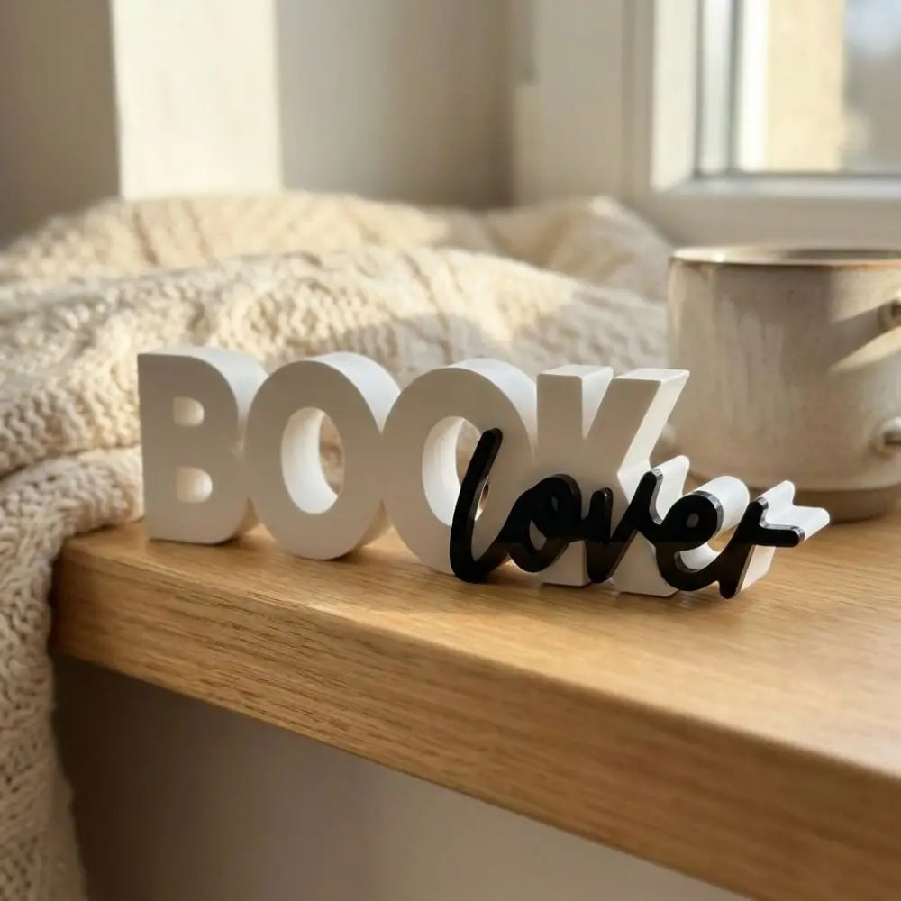 Book Lover 3D Letter Sign — Cute Bookshelf & Reading Nook Ornament