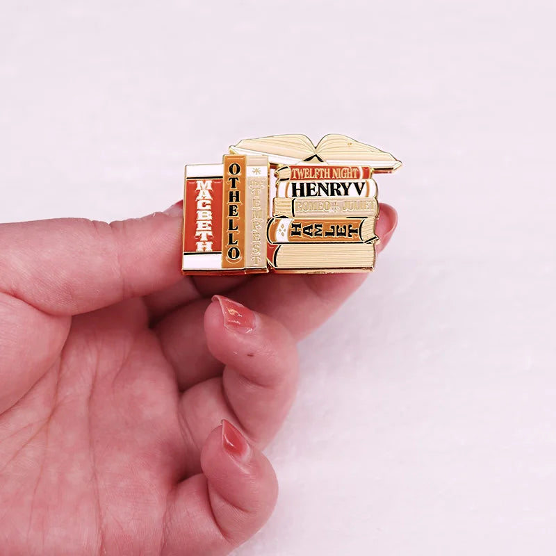 Shakespeare Stack Enamel Pin — Macbeth, Othello, The Tempest & More
